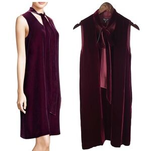 LAFAYETTE 148 New York S Burgundy Red Silk Velvet Tie Shift Dress